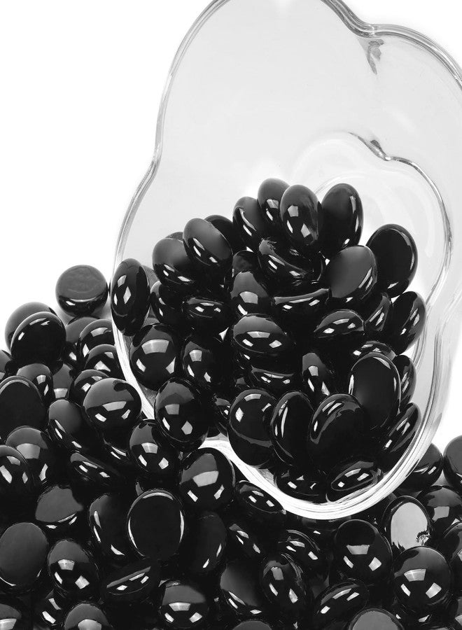 RUOJAS 1LB Black Flat Glass Marbles for Vases, Gemstone Beads Vase Filler Decorative Glass Pebbles for Fish Tank, DIY Crafts, Aquarium Decor Rocks - Image 5
